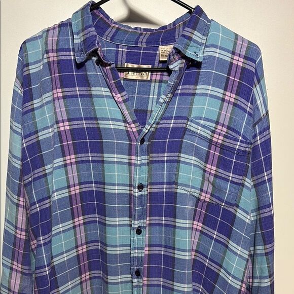 Falls Creek Blue and Purple Plaid Button Down Shirt - Picture 2 of 8